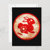 2011 Jaar van het Konijn Chinese Astrologie Ontwer Feestdagenkaart (Voorkant / Achterkant)