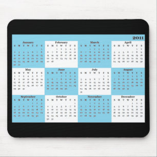 2011 kalender blauw Mousepad Muismat