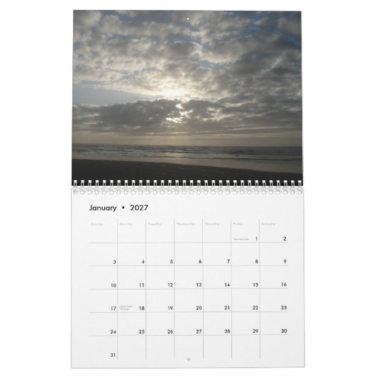 2011, langs de Westerne kust van Amerika Kalender (Jan 2027)