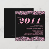 2011 Roze leopard Print Graduation Party nodigt ui Kaart (Voorkant / Achterkant)