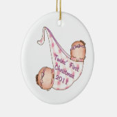 2011 Twins First Kerstornament Keramisch Ornament (Rechts)