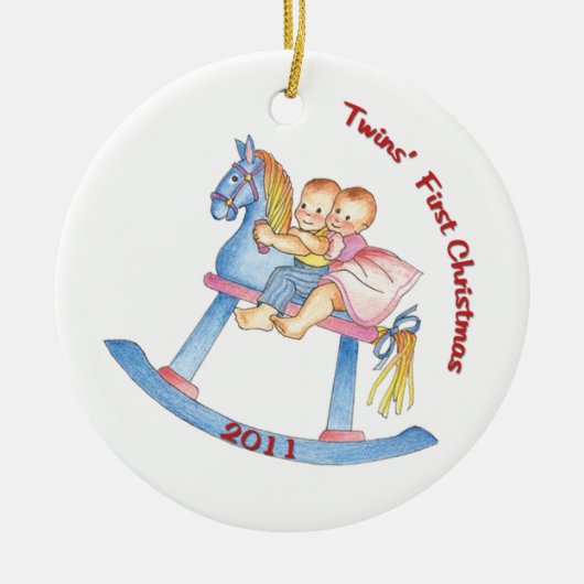 2011 Twins FIrst-kerstversiering Keramisch Ornament (Voorkant)