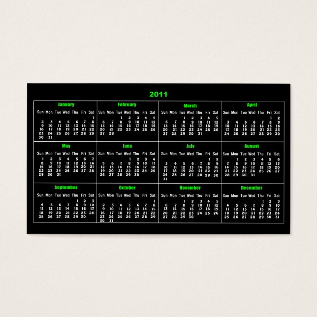 2011 Wallet Kalender Pocket Kaart (Voorkant)