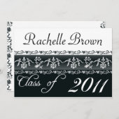 2011 Zwart en Wit Afstudeerkaart Aankondiging (Voorkant / Achterkant)