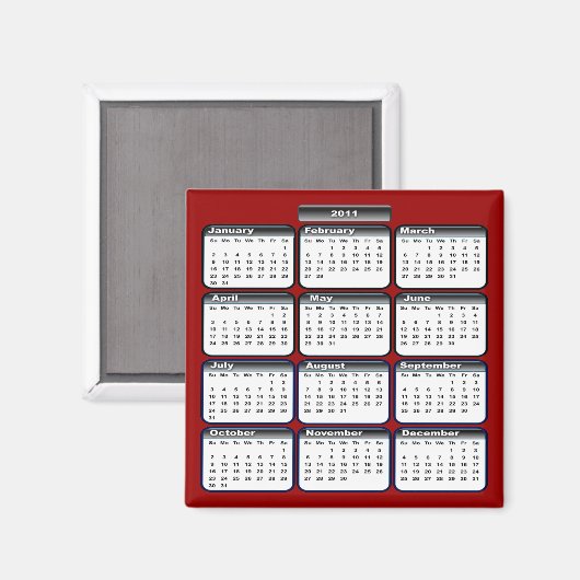 2011 Zwarte Kalender Magneet (Voorkant / Achterkant)