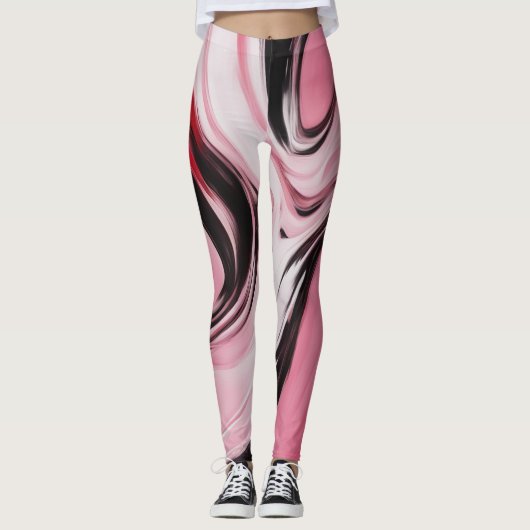 20125 abstracte roze spandex leggings (Voorkant)