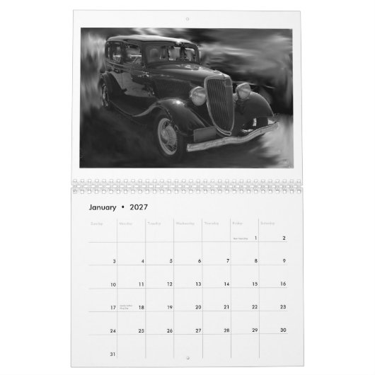 2012 Auto's van gisteren in zwart-wit Kalender (Jan 2027)