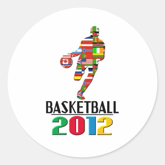 2012: Basketball Ronde Sticker (Voorkant)