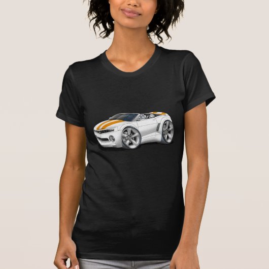 2012 Camaro White-Oranje Convertible T-shirt (Voorkant)