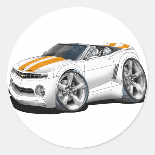 2012 Camaro Wit-Sinaasappel Cabriolet Ronde Sticker (Voorkant)