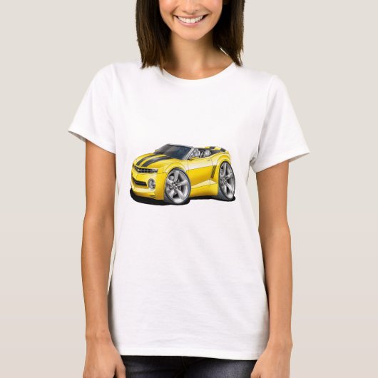 2012 Camaro Yellow-Black converteerbaar T-shirt (Voorkant)