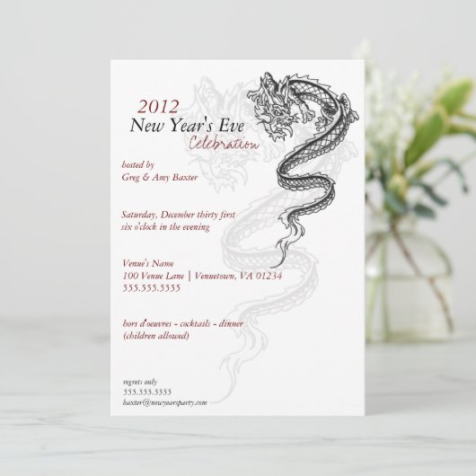 2012 Dragon Uitnodigingen van de Eve-partij van he (Staand voorkant)