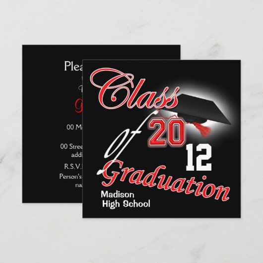 2012 Graduation "class of" sjabloon PERSONALIZE Kaart (Voorkant / Achterkant)