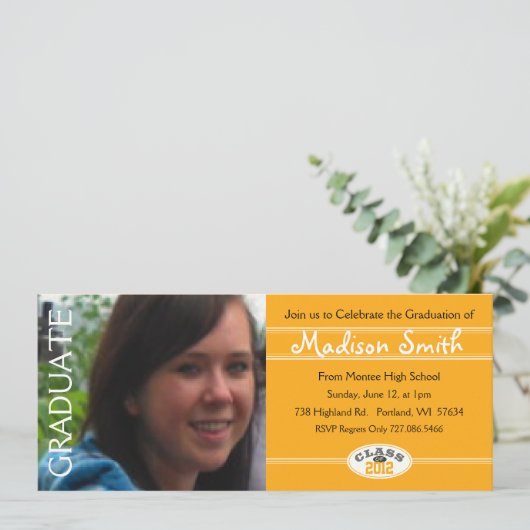2012 Graduation Fun Gold Party Uitnodiging (Staand voorkant)