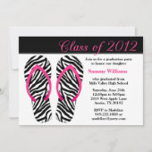 2012 Graduation Party roze Black Zebra Teenslipper Kaart (Voorkant)
