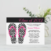 2012 Graduation Party roze Black Zebra Teenslipper Kaart (Staand voorkant)