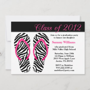 2012 Graduation Party roze Black Zebra Teenslipper Kaart