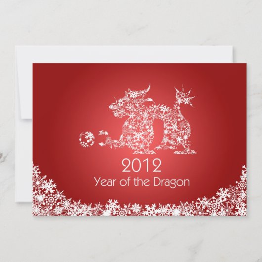 2012 Happy Chinese New Year Dragon Red Card Feestdagenkaart (Voorkant)