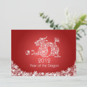 2012 Happy Chinese New Year Dragon Red Card Feestdagenkaart (Staand voorkant)