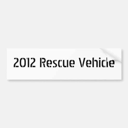 2012 Reddingsvoertuig Bumpersticker (Voorkant)