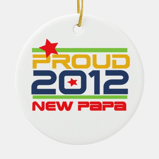 2012 Trots Nieuwe Papa T-shirts en geschenken Keramisch Ornament (Voorkant)