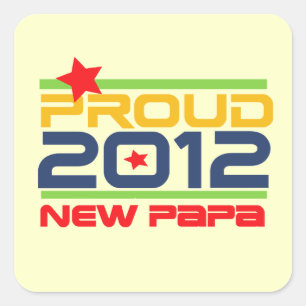 2012 Trots Nieuwe Papa T-shirts en geschenken Vierkante Sticker