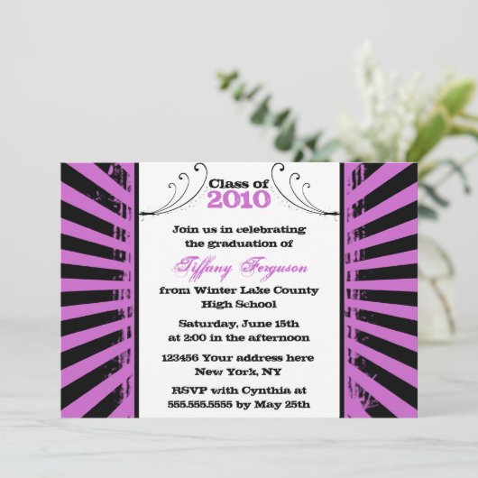 2012 Uitnodiging van de paarse afgestudeerpartij T (Staand voorkant)