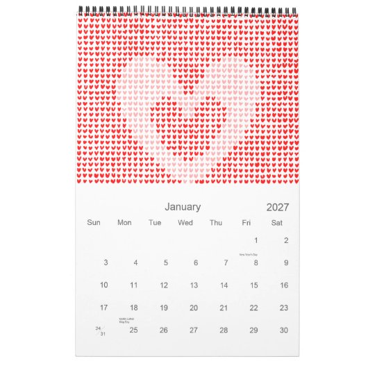 2012 veel hartenkalender kalender (Jan 2027)
