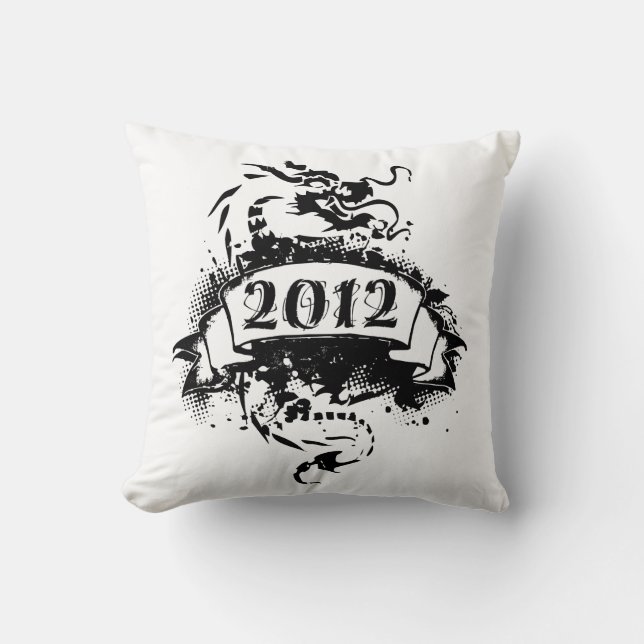 2012 - Zwarte draak - Pillow Kussen (Voorkant)