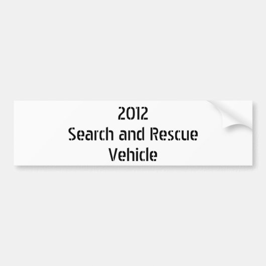 2012Search and RescueVehicle Bumpersticker (Voorkant)