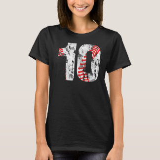 2013 10e verjaardag nummer 10 jaar oud honkbal B T-shirt