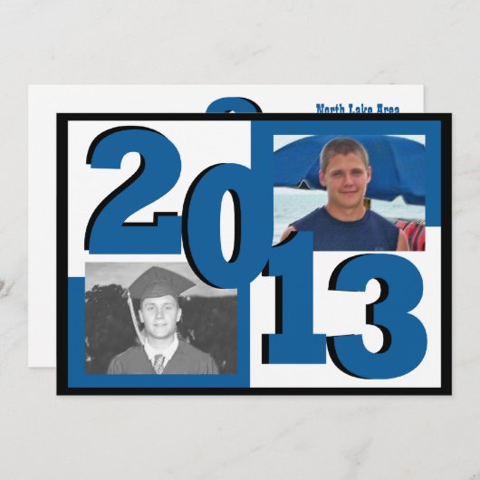 2013 Blue Block Afstudeerder Foto Kaart (Voorkant / Achterkant)