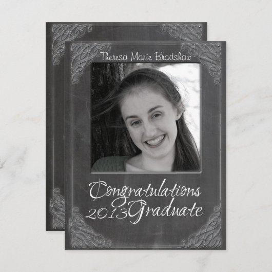 2013 Chalk Blackboard Photo-Afstuderen Kaart (Voorkant / Achterkant)