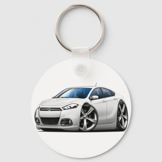 2013 Dodge Dart White Car Sleutelhanger (Voorkant)