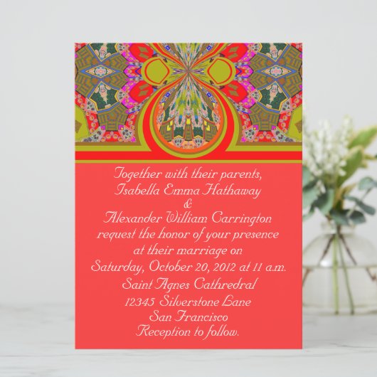 2013 Elegant Red Personalized Wedding Invitation Kaart (Staand voorkant)