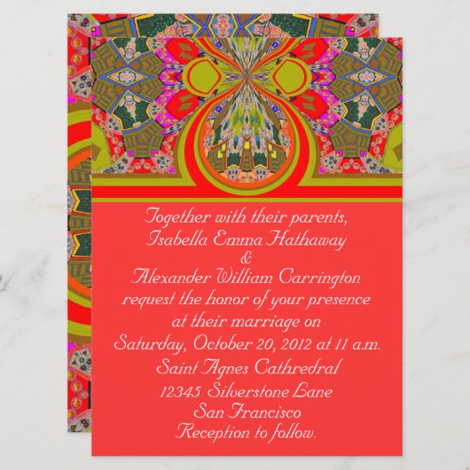 2013 Elegant Red Personalized Wedding Invitation Kaart (Voorkant / Achterkant)