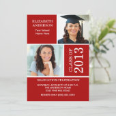 2013 Foto Afstuderen Invitation Red & White Kaart (Staand voorkant)
