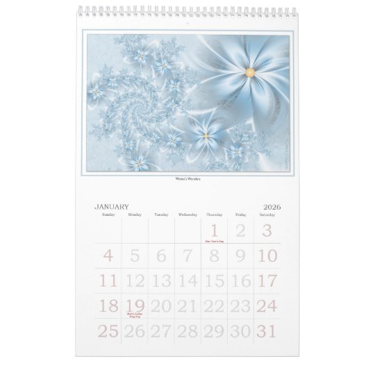 2013 Fractal Flowers Wall Agenda Kalender (Jan 2026)