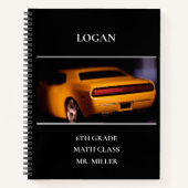 2013 Gele Muscle Car Aangepaste Schoolklas  Notitieboek (Voorkant)