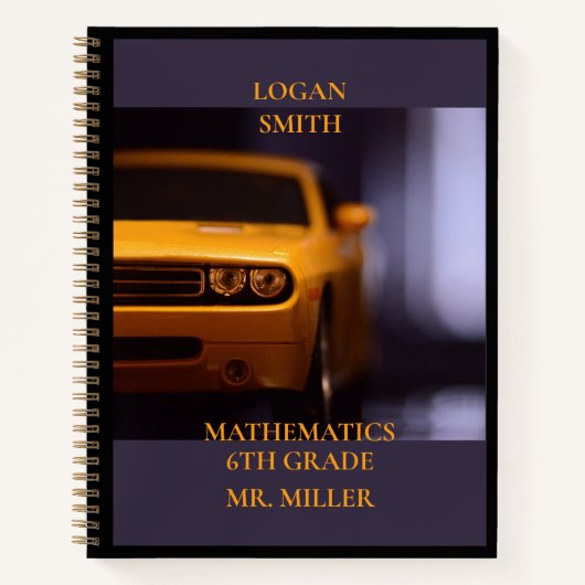 2013 Gele Spier Auto Custom School Classroom Notitieboek (Voorkant)