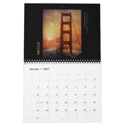 2013 Golden Gate Bridge geïnspireerd kunstwerk Kalender (Jan 2027)