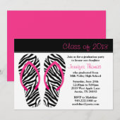 2013 Graduation Party roze Black Zebra Teenslipper Kaart (Voorkant / Achterkant)