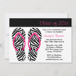 2013 Graduation Party roze Black Zebra Teenslipper Kaart