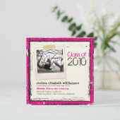 2013 Grunge afstudeeraankondiging (roze) Aankondiging (Staand voorkant)