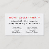 2013 Herfst TKD-kaart Visitekaartje (Achterkant)