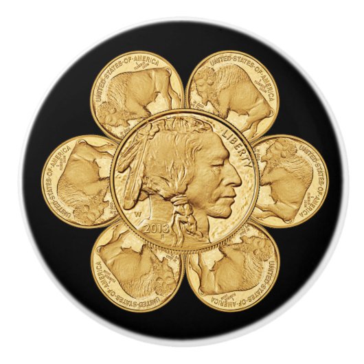 2013 Indiase ~ Amerikaanse Buffalo ~ Gouden Munt ~ Keramische Knop (Voorkant)