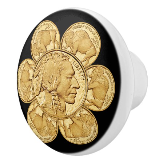 2013 Indiase ~ Amerikaanse Buffalo ~ Gouden Munt ~ Keramische Knop (Rechts)