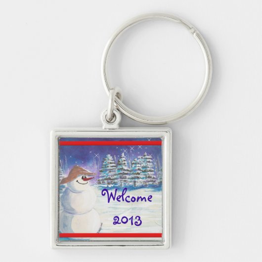 2013 Nieuwe jaren Snowman Art Sleutelhanger (Voorkant)