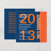 2013 of een jaar Afstuderen blauw en Sinaasappel G Kaart (Voorkant / Achterkant)