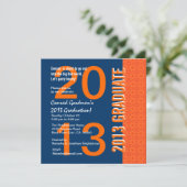 2013 of een jaar Afstuderen blauw en Sinaasappel G Kaart (Staand voorkant)